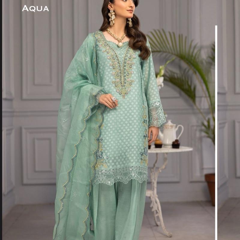 Zahra Rubab Sea Green Fancy Suit with Farshi Shalwar for Women - Comfort, Womenswear, Asian, Clothes, Salwar