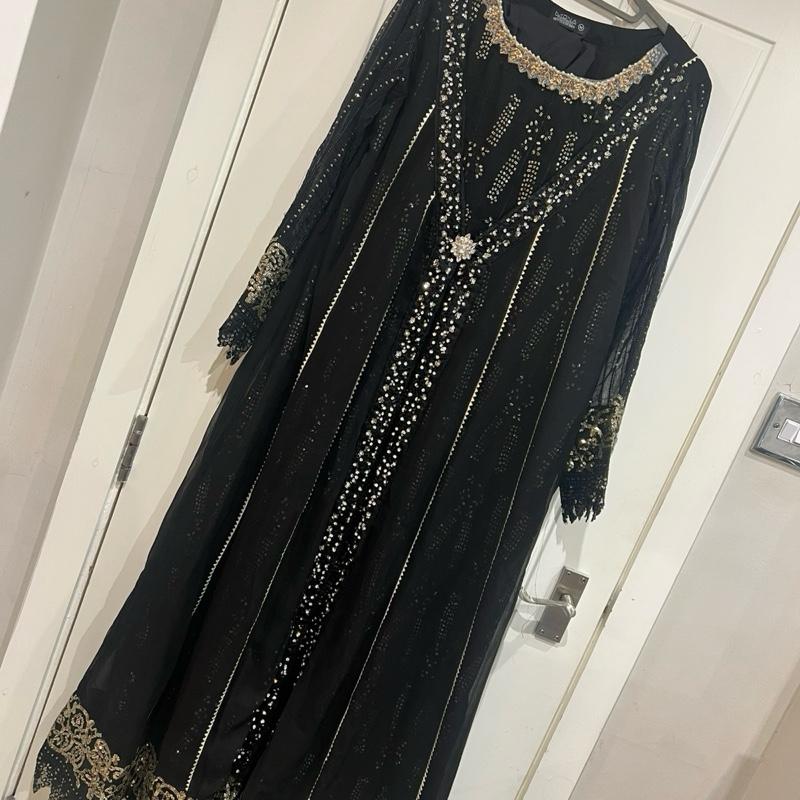 Black chiffon gown style 3PC fancy suit