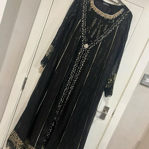 Black chiffon gown style 3PC fancy suit