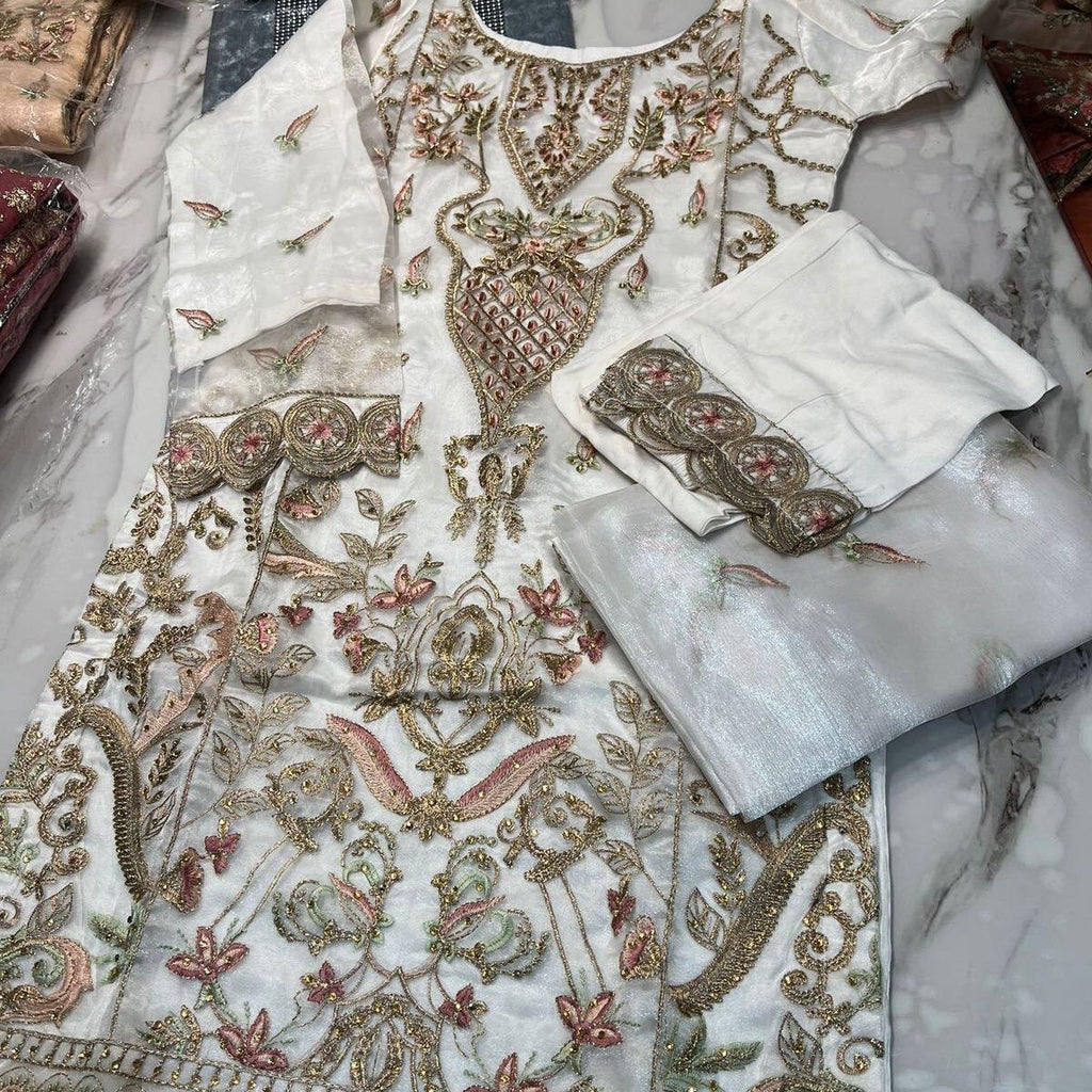 White organza embroidered 3PC