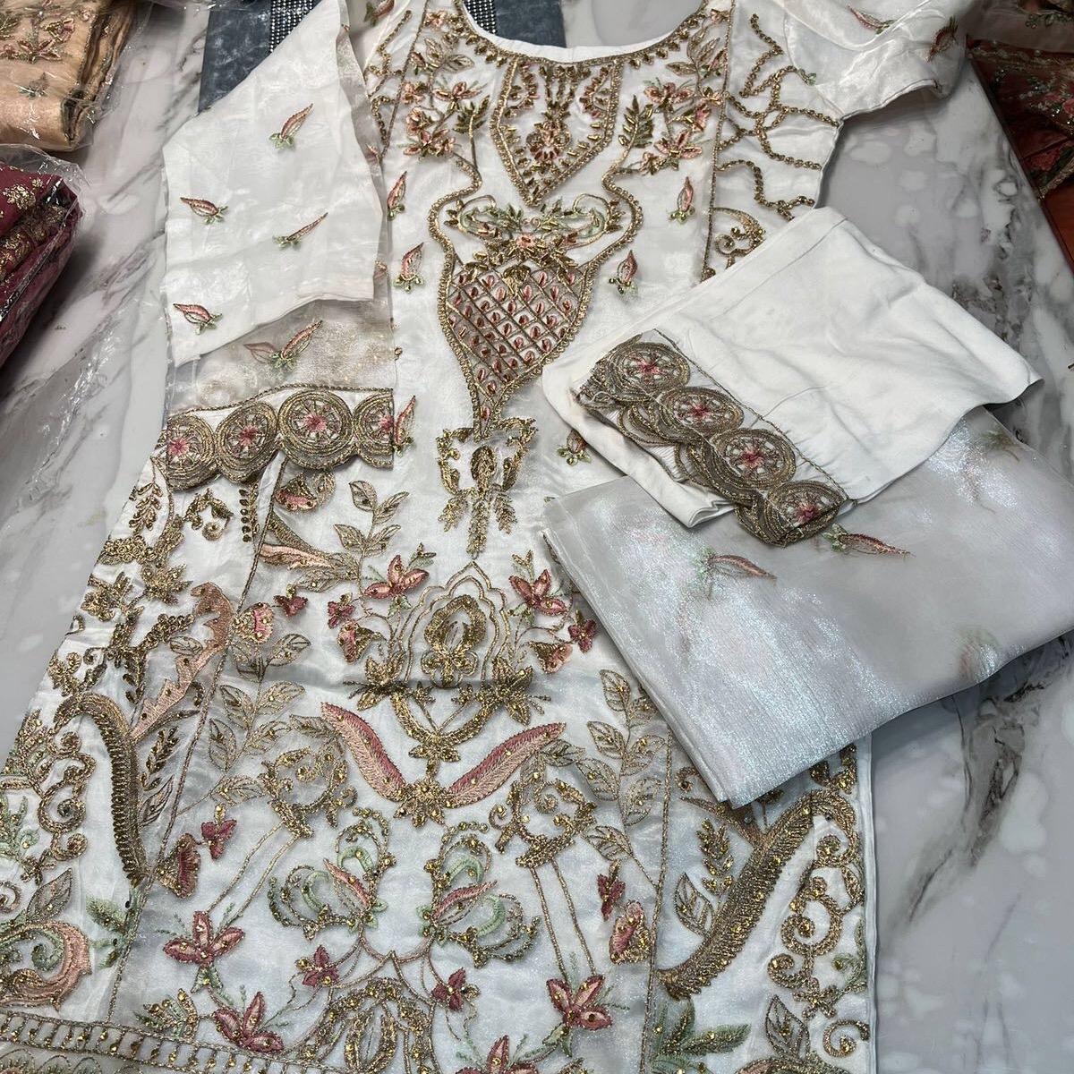 White organza embroidered 3PC