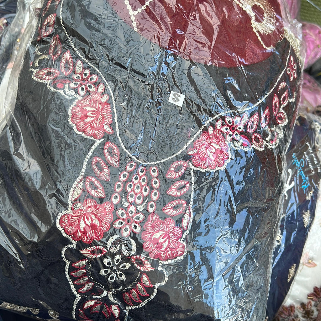 Black with maroon gharara chiffon suit