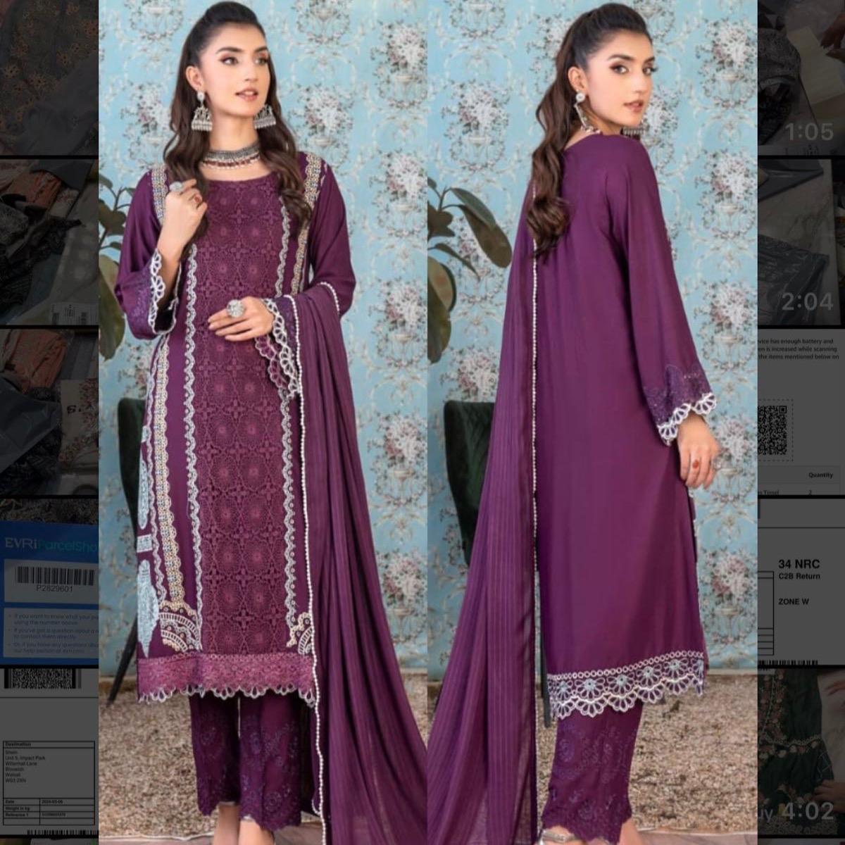 Ally’s heavy embroidered purple 3PC