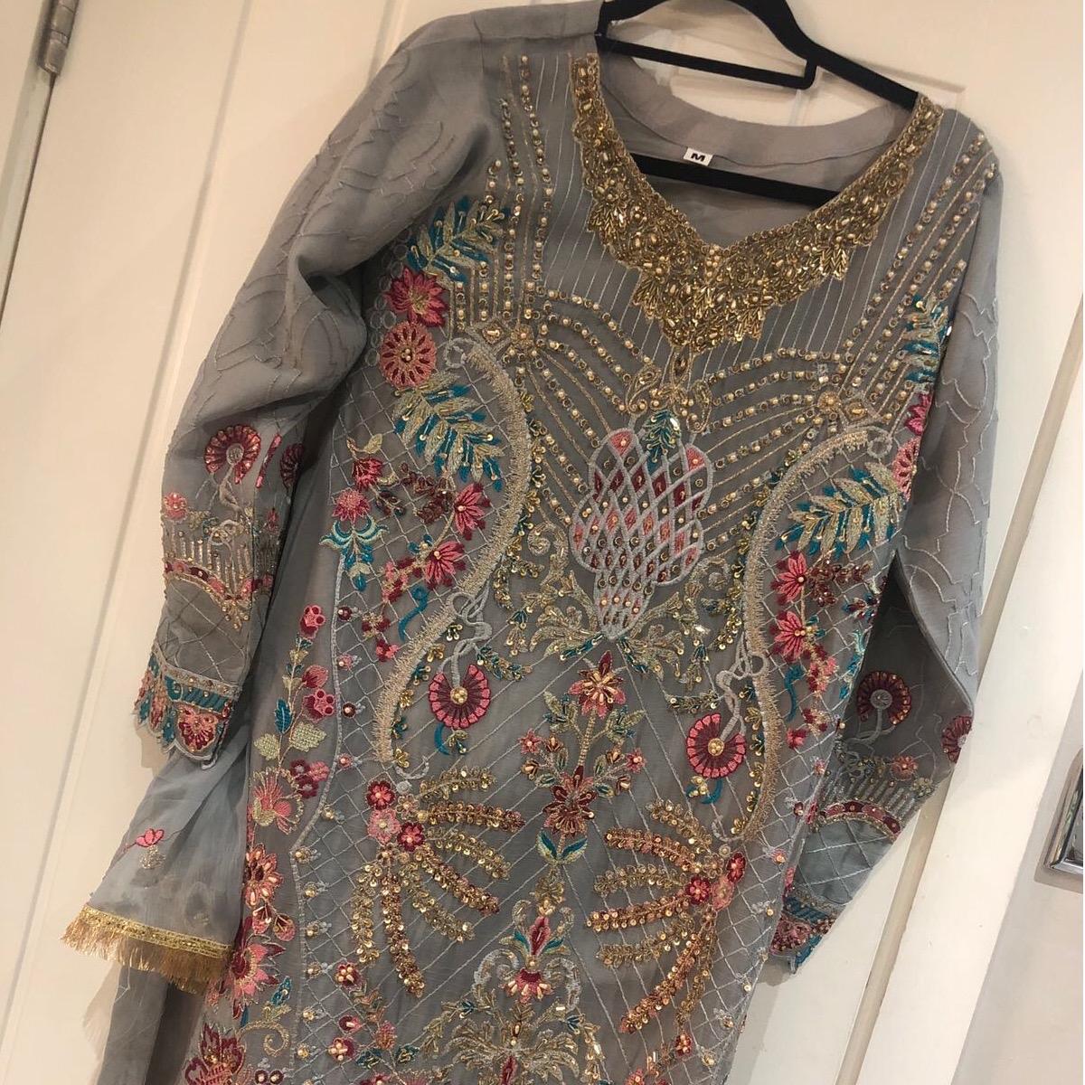 Grey chiffon suit 3PC