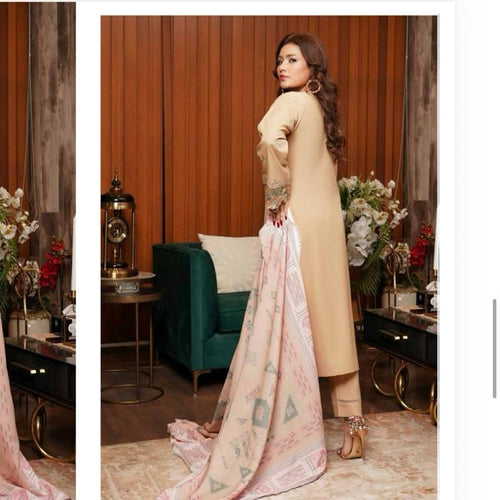 Beige embroidered 3PC