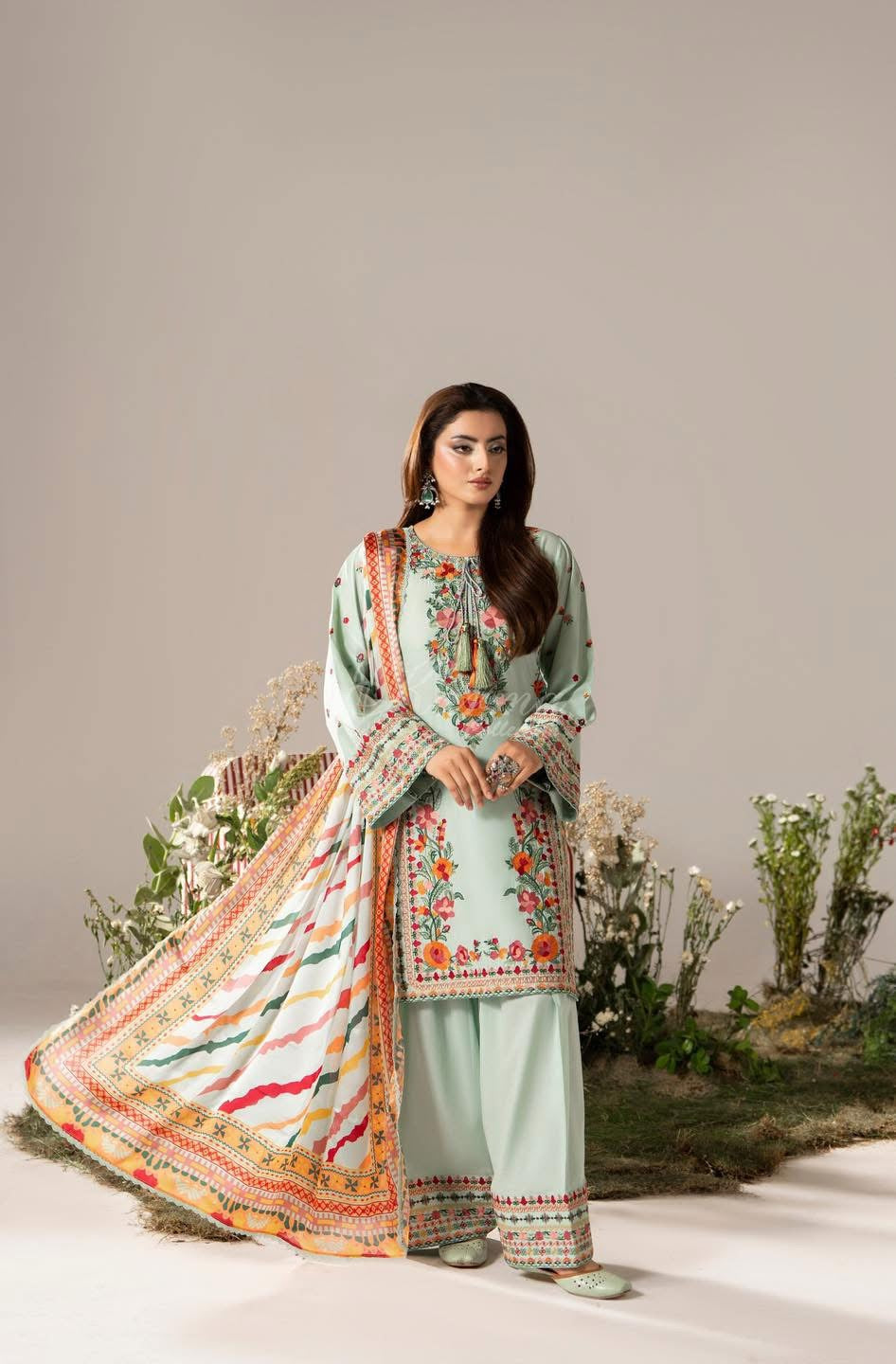 Karma Ayra sage embroidered farshi shalwar 3PC