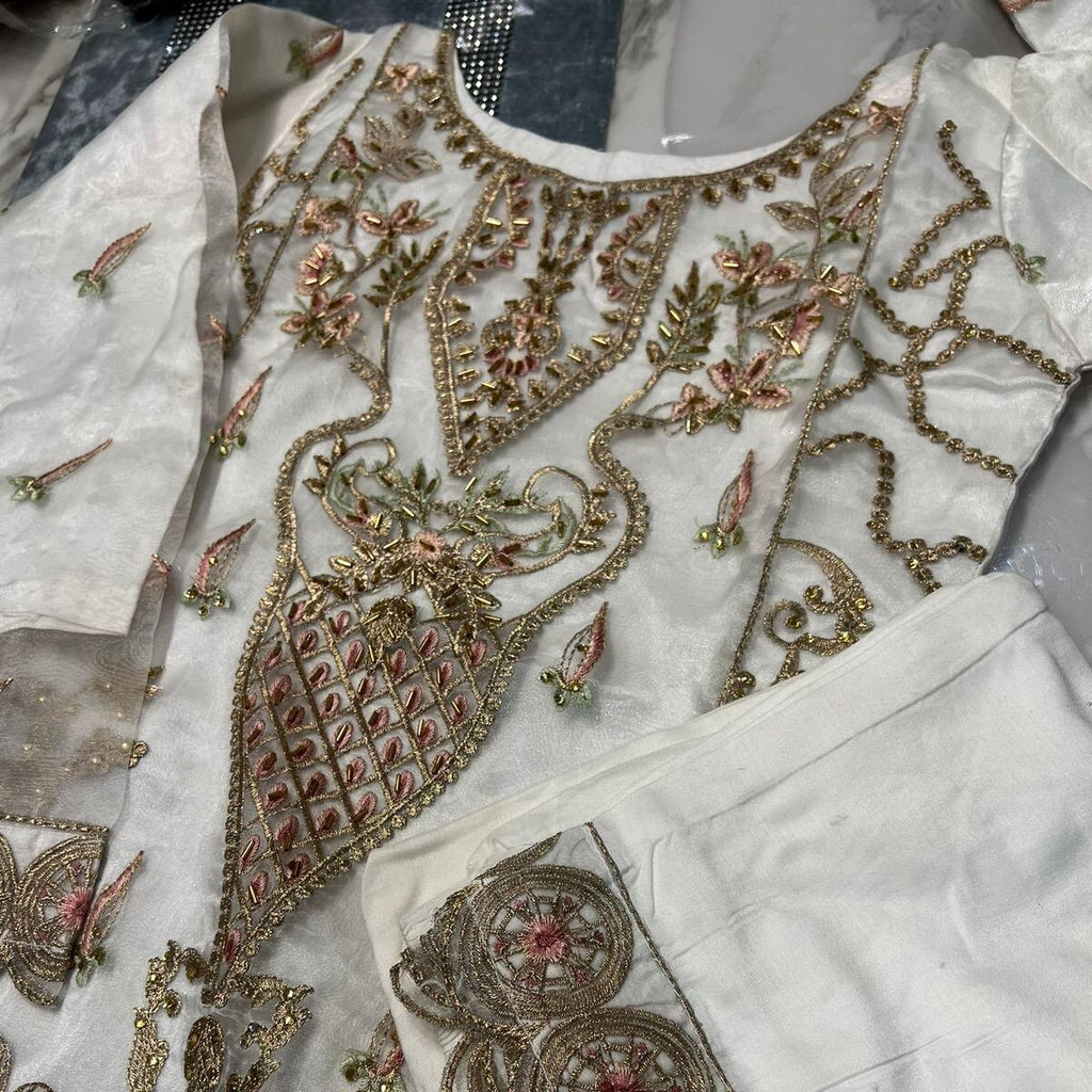 White organza embroidered 3PC