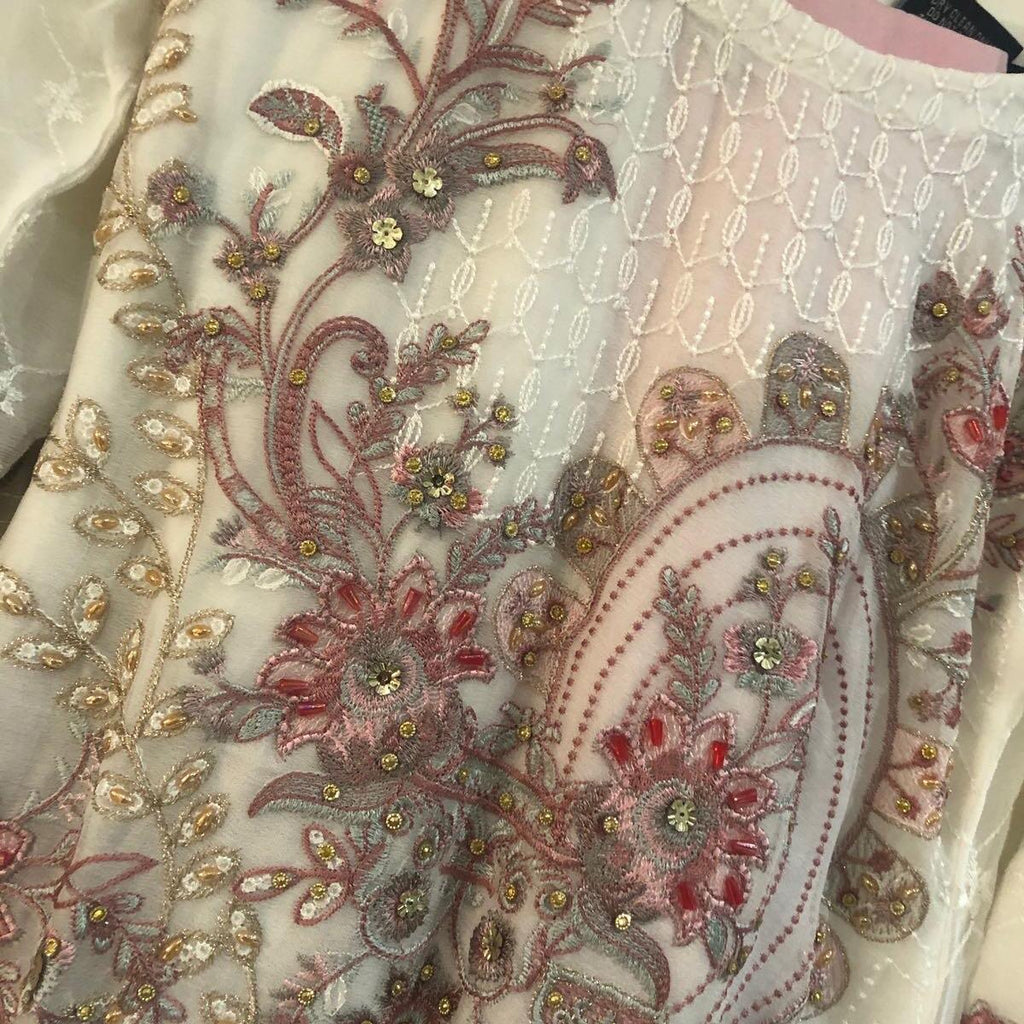 White pink chiffon suit 3PC