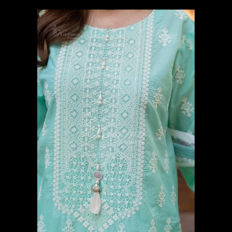 Latest karma cotton Embroidered 3PC