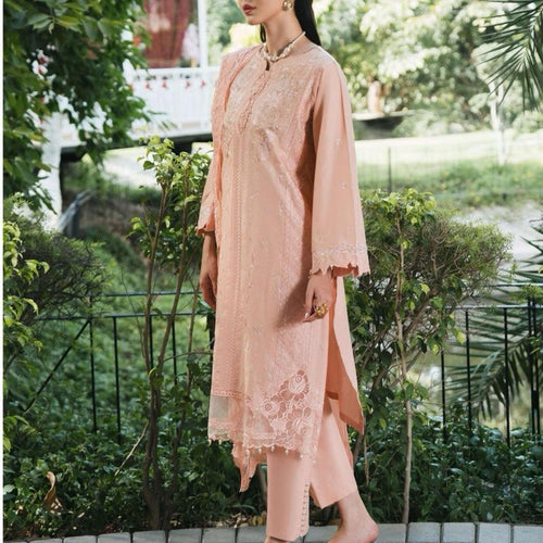 Ally’s mummy and me peach fancy cotton embroidered 3PC
