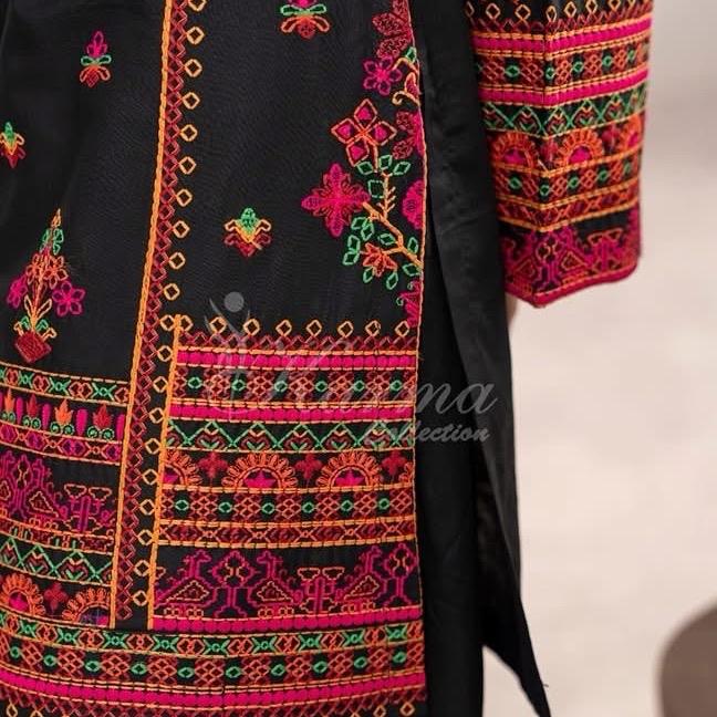 Karma black  embroidered farshi shalwar 3PC