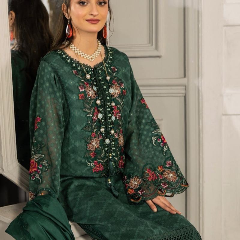 Zahra Rubab green party wear 3PC