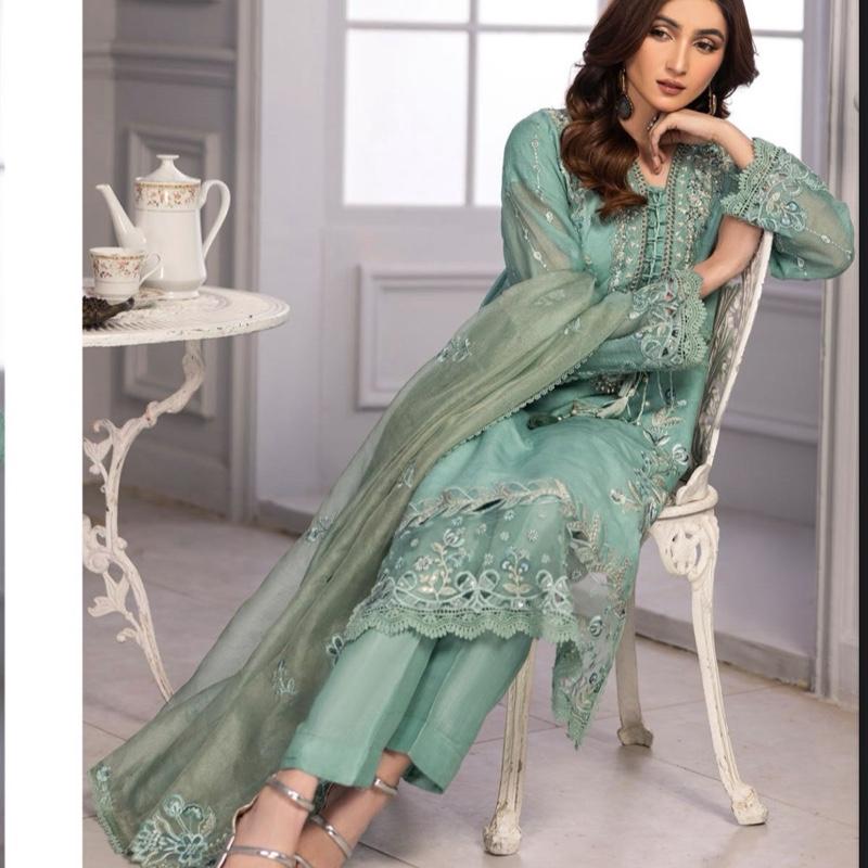 Zahra Rubab Sea Green Fancy Suit with Farshi Shalwar for Women - Comfort, Womenswear, Asian, Clothes, Salwar