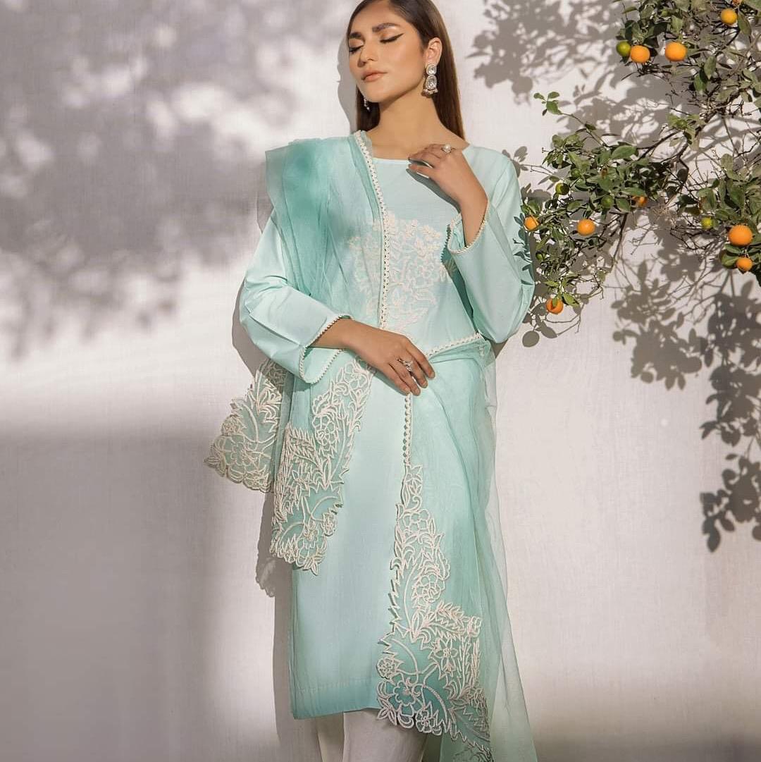 Original khuda buksh green embroidered suit