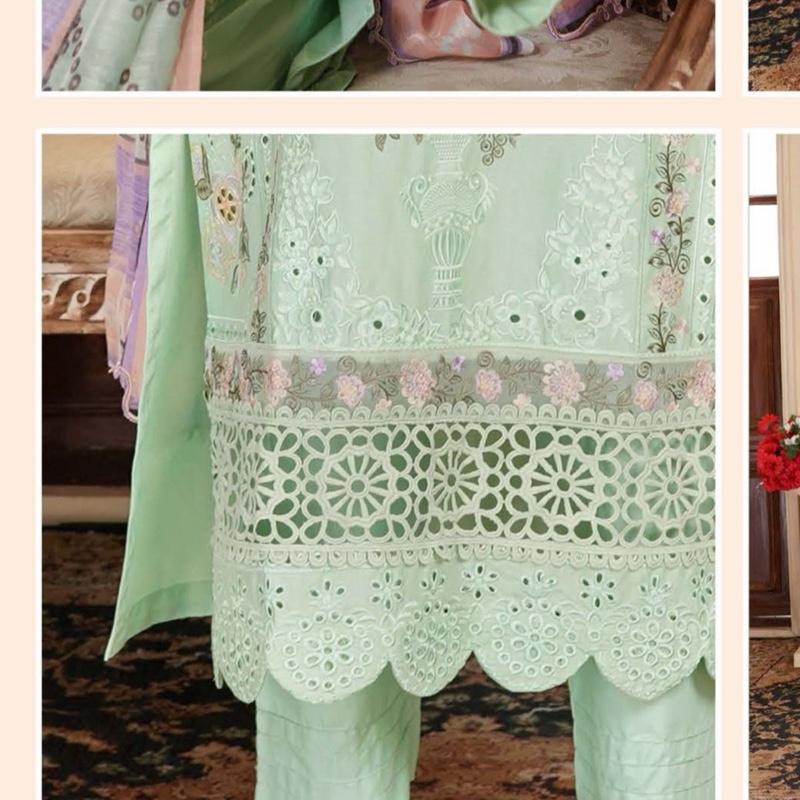 Glacial Green heavy embroidered 3PC