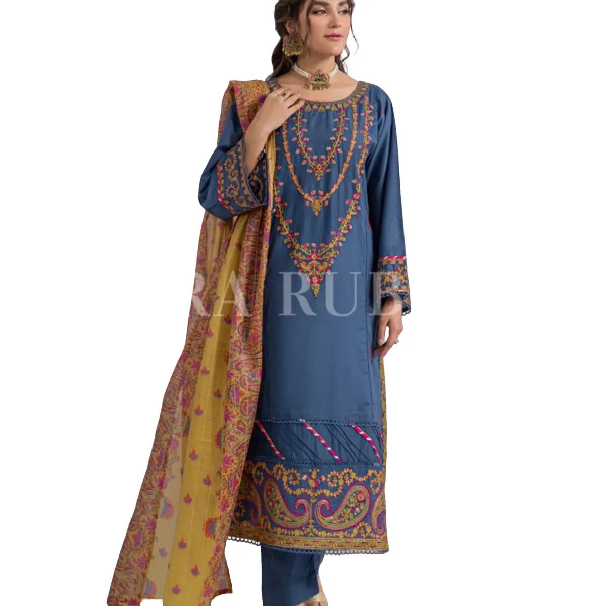Zahra Rubab  Blue embroidered 3PC