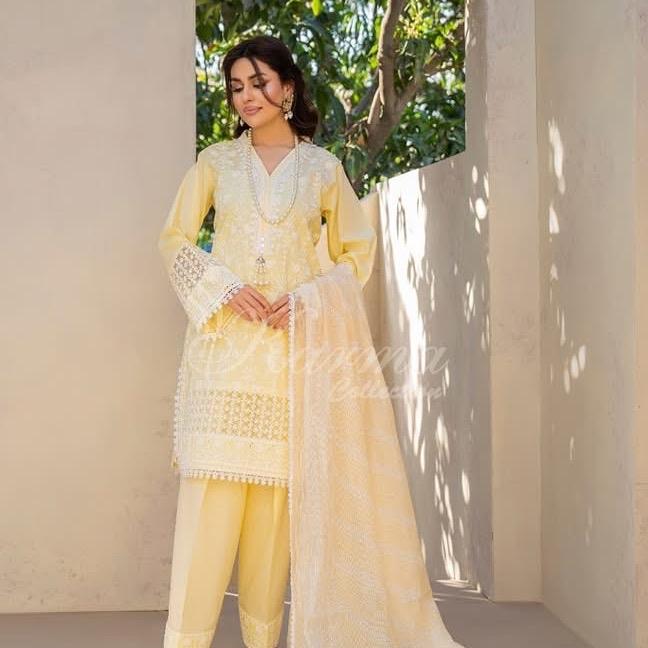 Karma yellow embroidered with farshi shalwar