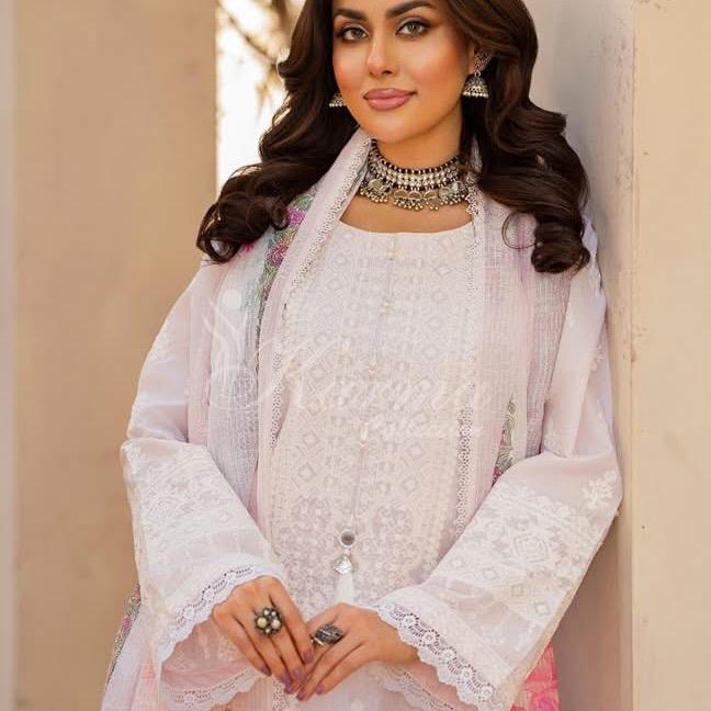Karma Pink Embroidered 3PC - Women's Top and Shirts