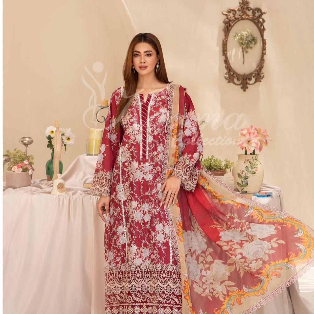 Blush red Karma chicken kari printed 3PC