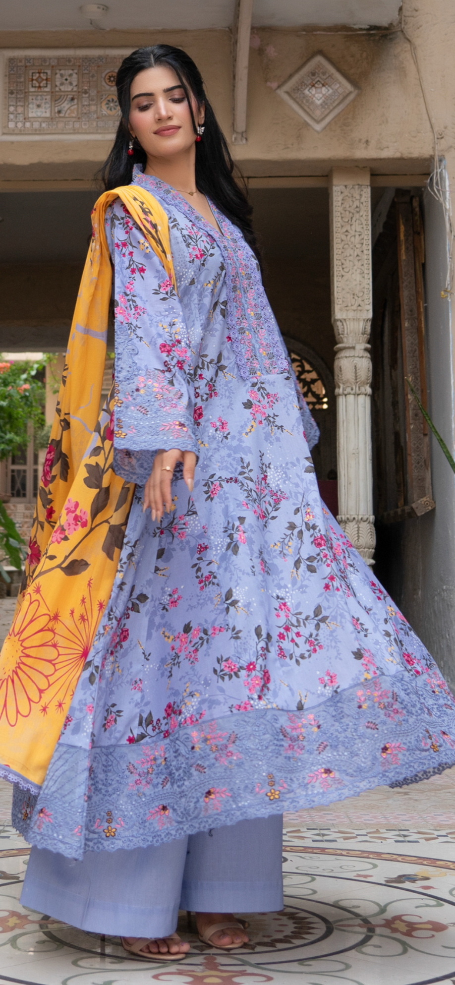 Purple embroidered dress style lawn embroidered 3Pc