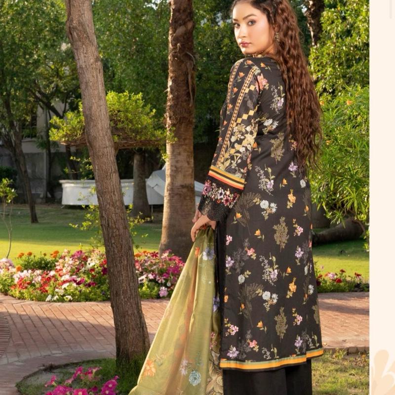 Munira black lawn embroidered 3PC