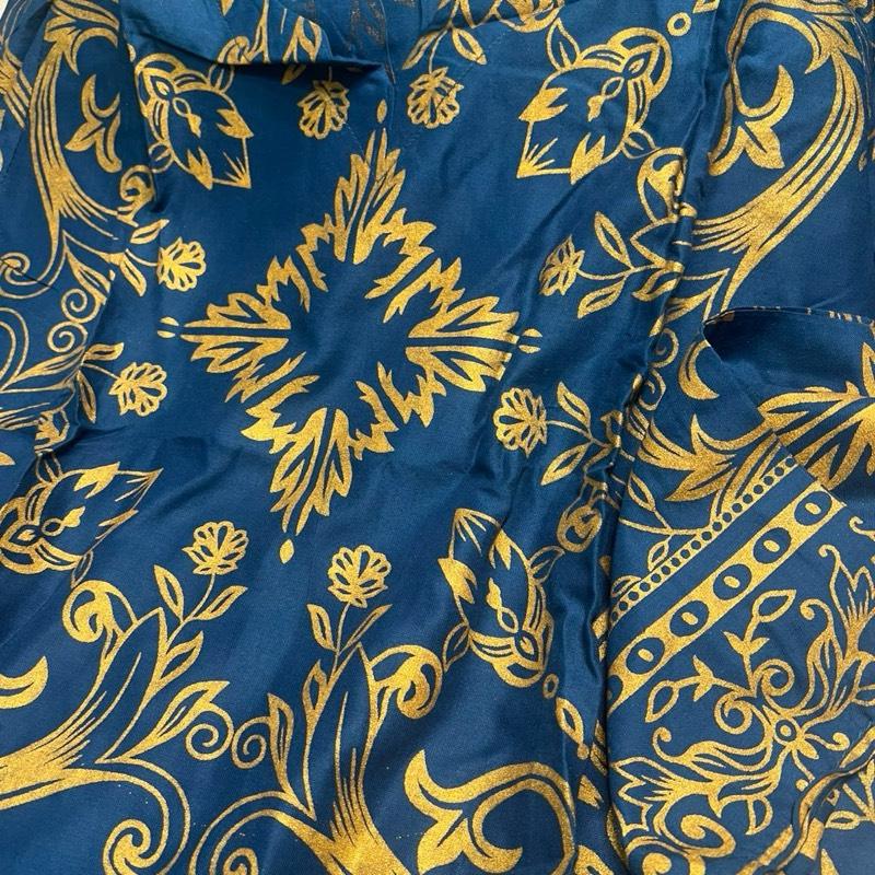 Block print teal blue cord set 2PC