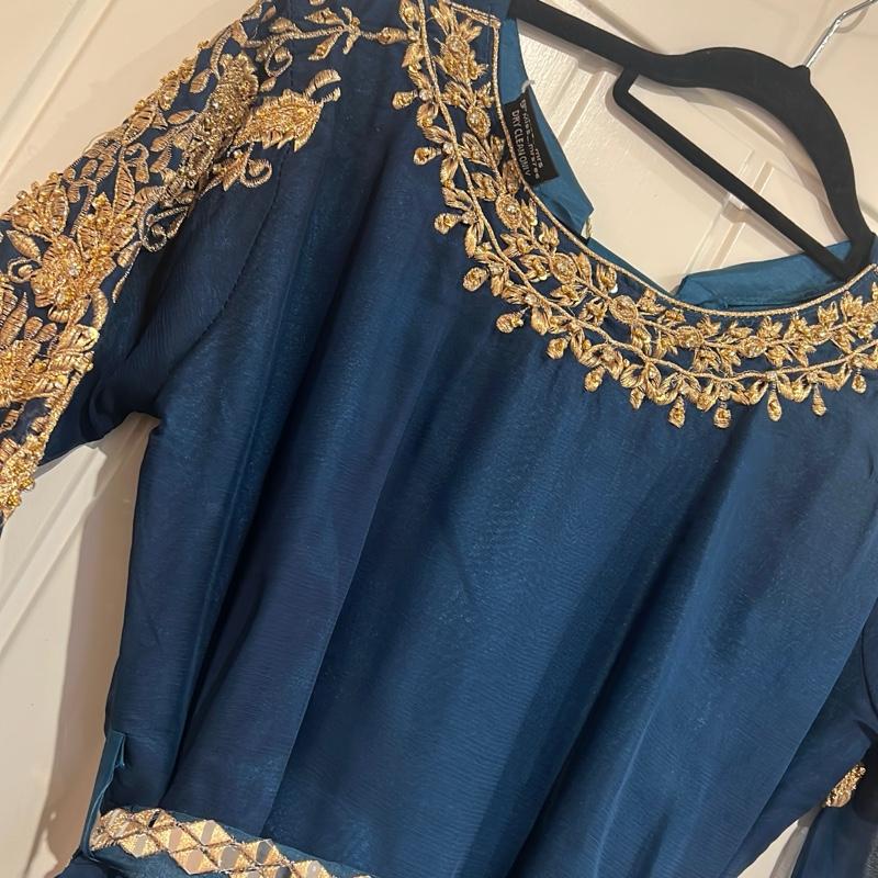 Blue chiffon dress style 3pc