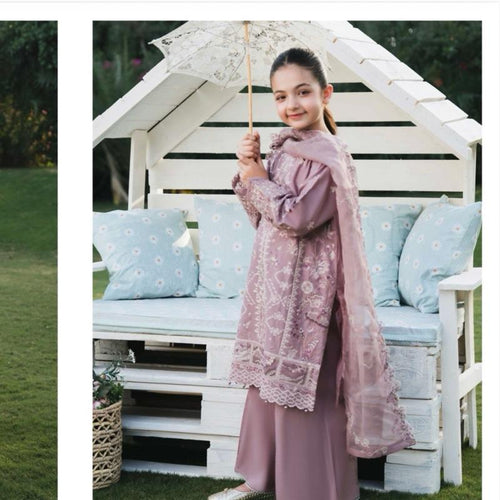Ally’s mummy and me matching fancy cotton embroidered 3PC