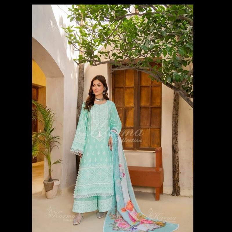 Latest karma cotton Embroidered 3PC