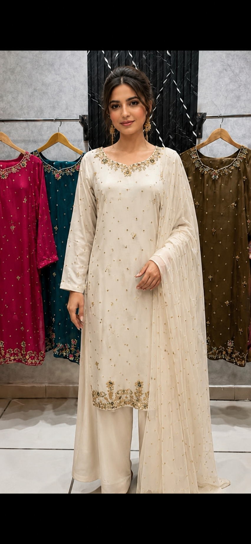 ROSHNI- Sheesha Silk Luxe Hand Embellished 3pc Pakistani Wedding Eid Party Formalwear- S/M/L Size