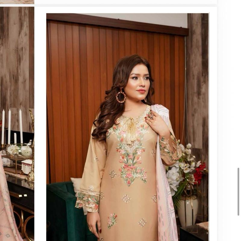 Beige embroidered 3PC