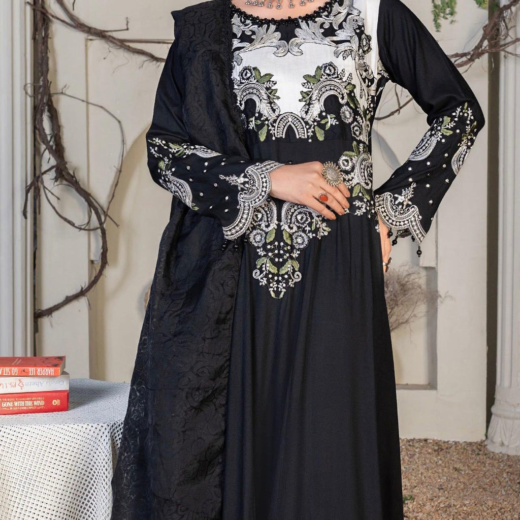 Ally’s linen dress style embroidered 3PC suit