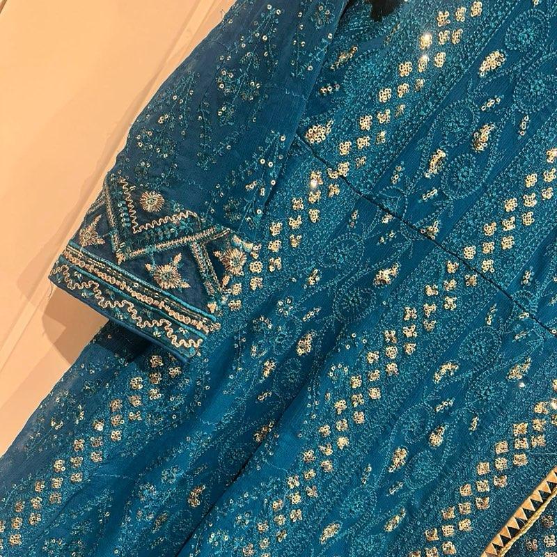 Blue fancy Embroidered angrakha style 3PC