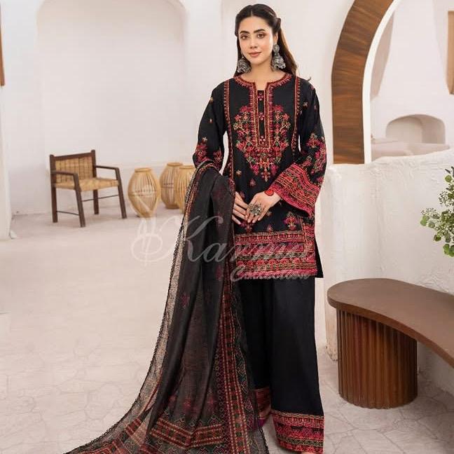 Karma black  embroidered farshi shalwar 3PC