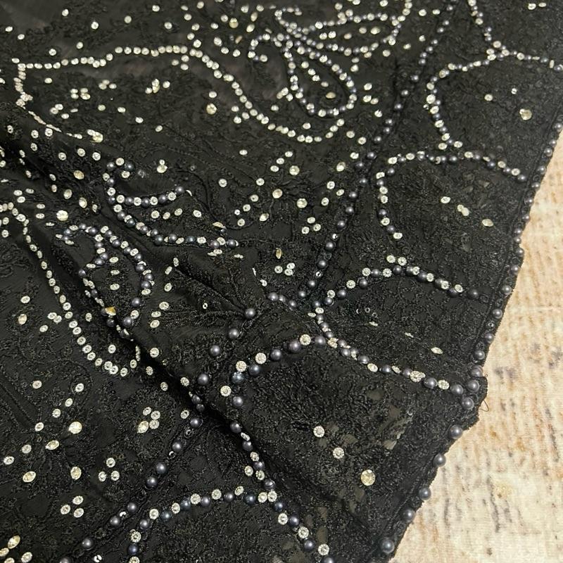 Black chiffon fancy embroidered maxi dress