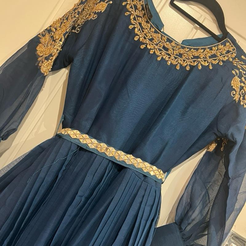 Blue chiffon dress style 3pc