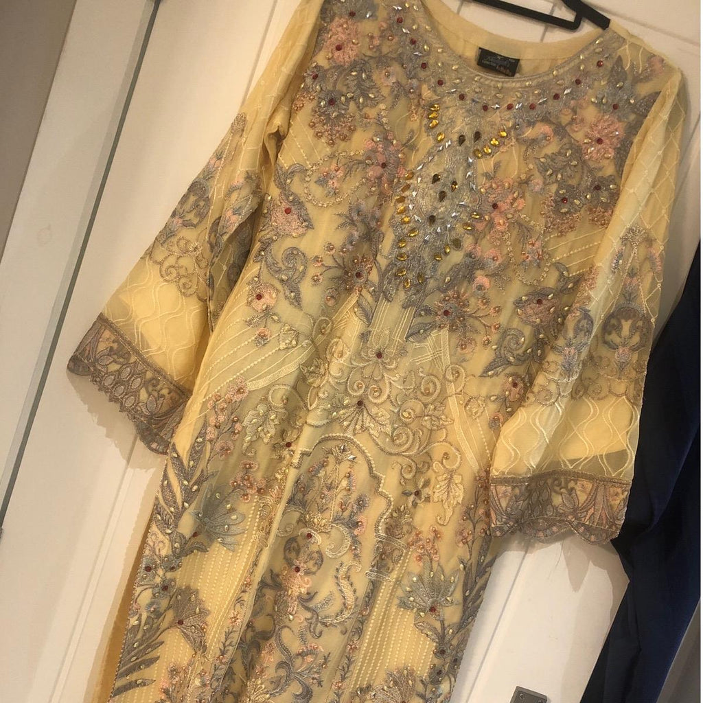 Chiffon light yellow 3PC suit