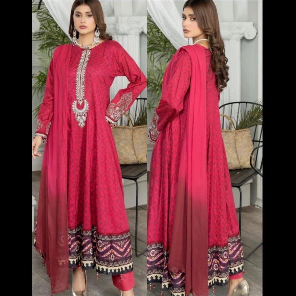 Ally’s pink cotton maxi dress 3PC