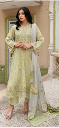 Light green lawn embroidered dress style 3PC