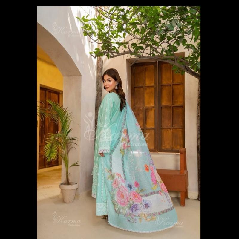 Latest karma cotton Embroidered 3PC