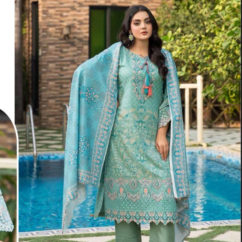 Ready to wear ladies winter dhanak 3PC with pashimna shawl and plain trousers