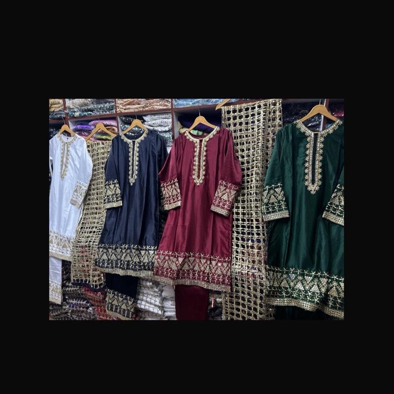 Most trending silk fancy silk suit with mirror work dupatta