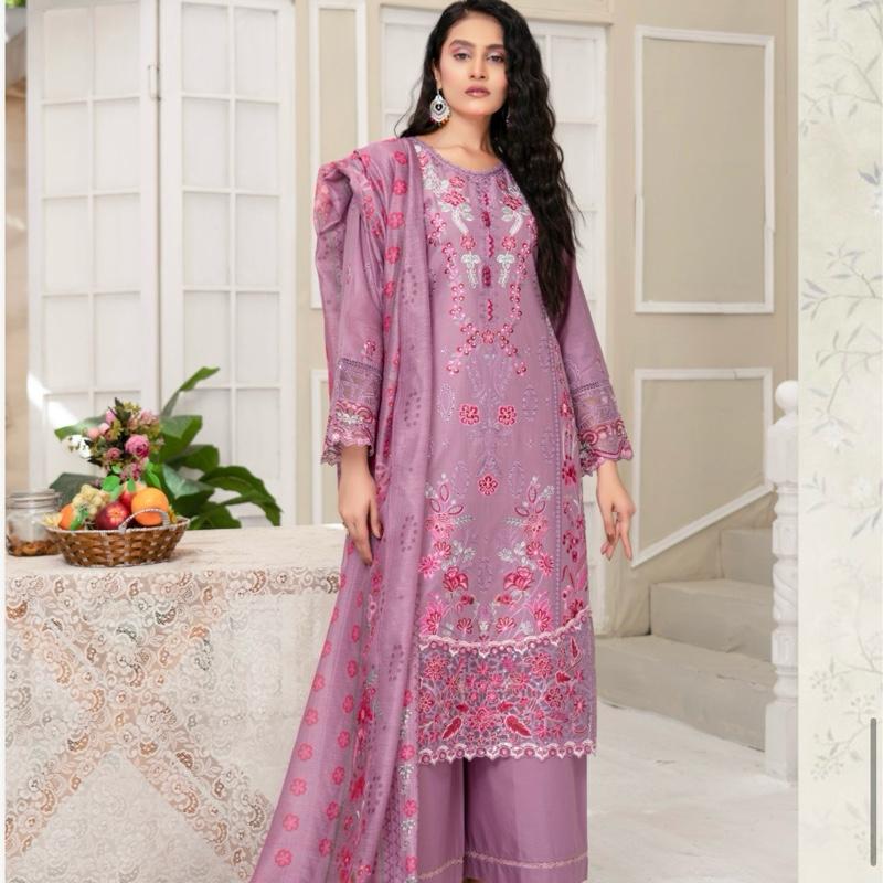 Munira purple cotton fancy embroidered 3PC