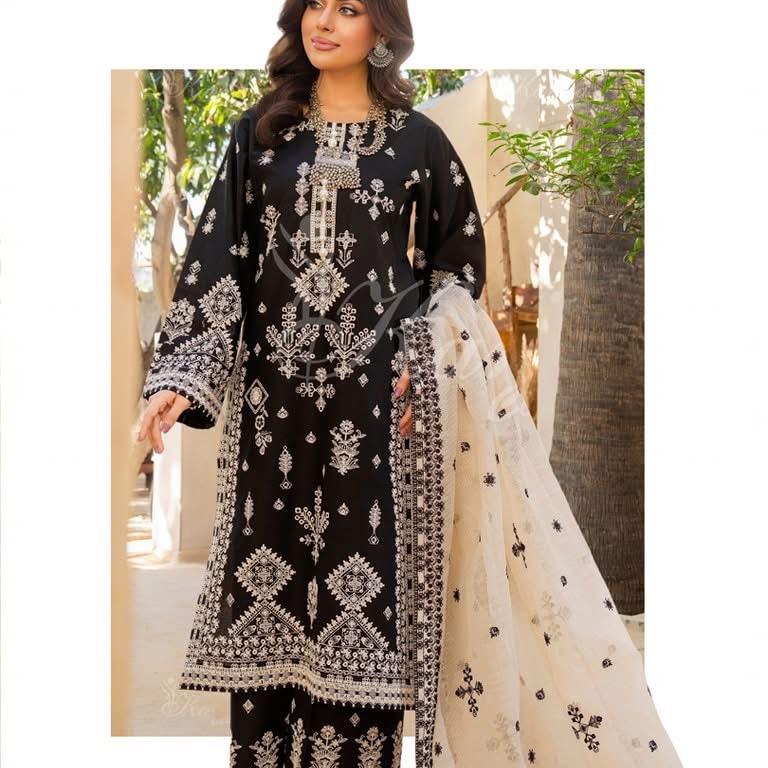 Karma black heavy embroidered 3PC