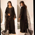 Black silk fancy party wear with trousers dupatta and potli