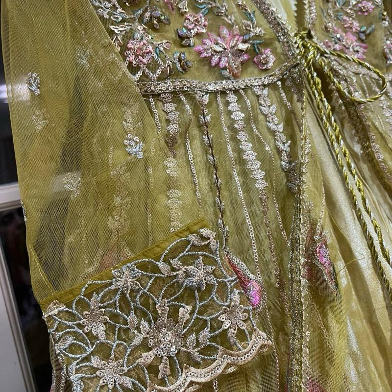 Zahra rubab dhani/lime colour heavy wedding wear