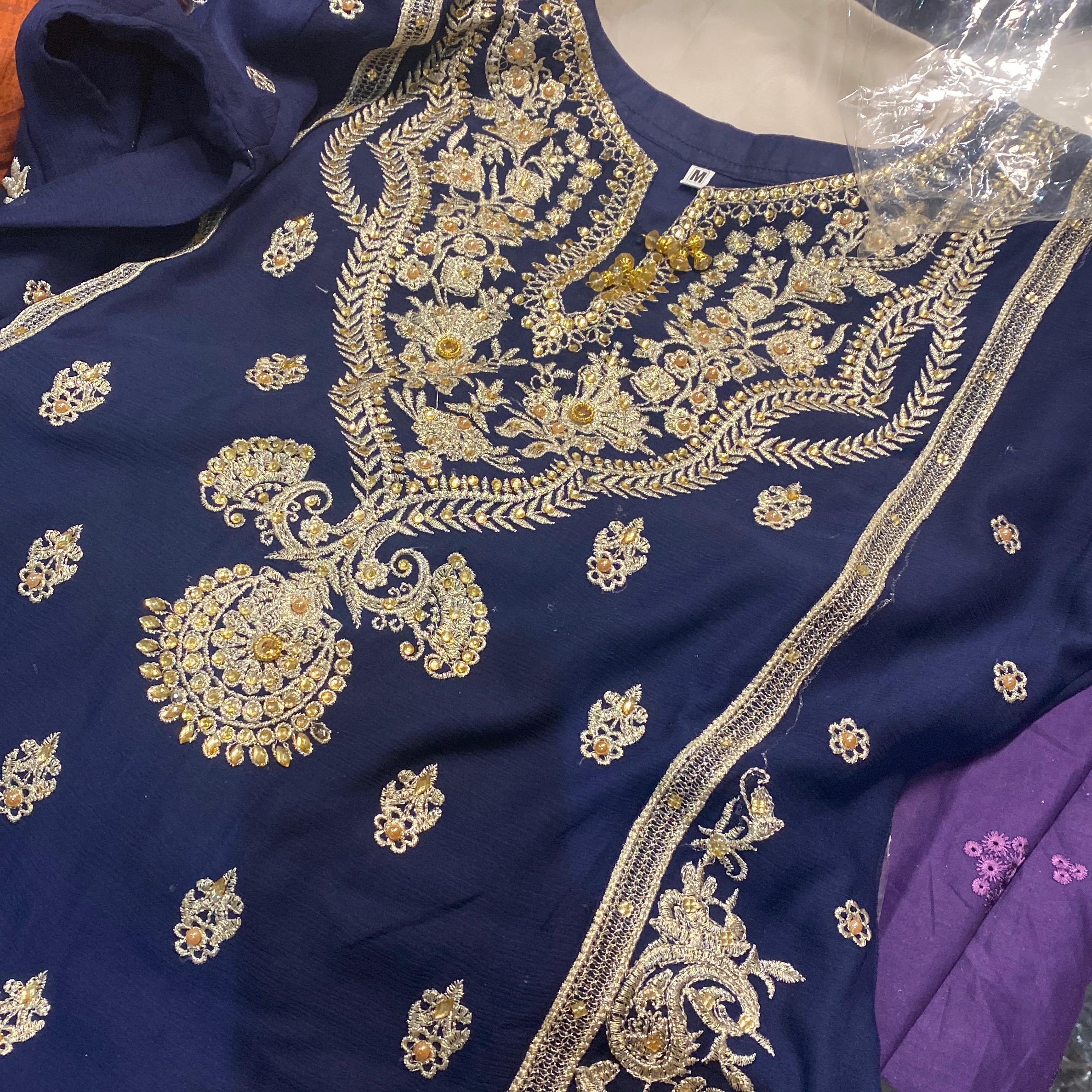 Blue fancy suit with gharara