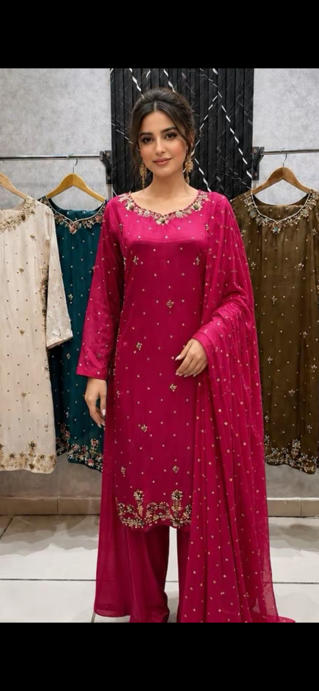 ROSHNI- Sheesha Silk Luxe Hand Embellished 3pc Pakistani Wedding Eid Party Formalwear- S/M/L Size