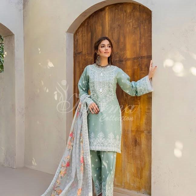 Karma embroidered with farshi shalwar 3PC