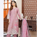 Munira Cotton Embroidered 3PC Pink Dress with Floral Patterns & Matching Dupatta